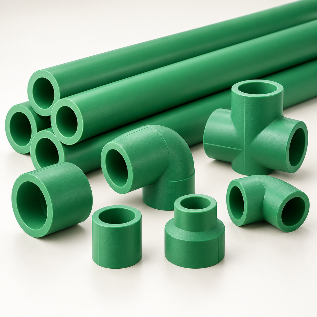 Ống PPR xanh và phụ kiện minh họa